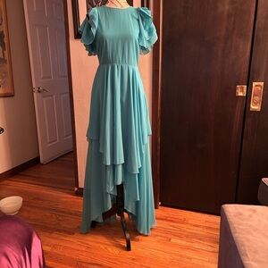 ASOS Teal Ruffled Maxi Dress never been worn
